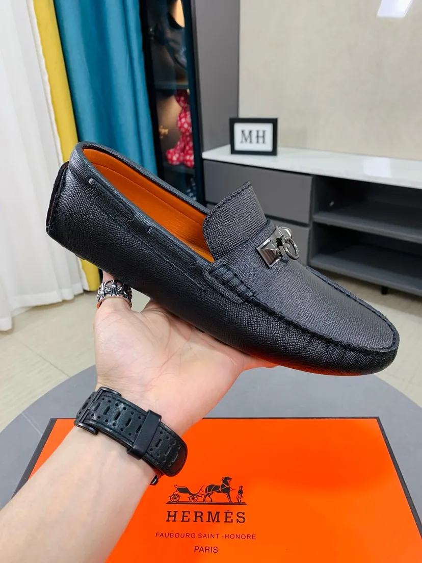 Men's men's shoes 💰458🌹🌹 Comes with packaging [Hermès] Hermès 🚹 Men's new bean slip-on shoes, full of charm, luxury style gentleman's shoes. Hermès exquisite hardware buckle accessories (❌refuse to fade) embossed design elements... interpret the brand image design concept 👑 Material imported cowhide ➕ Selected genuine leather lining ➕ Brand wear-resistant sole stitching 🔍🔍 Size: 38-44